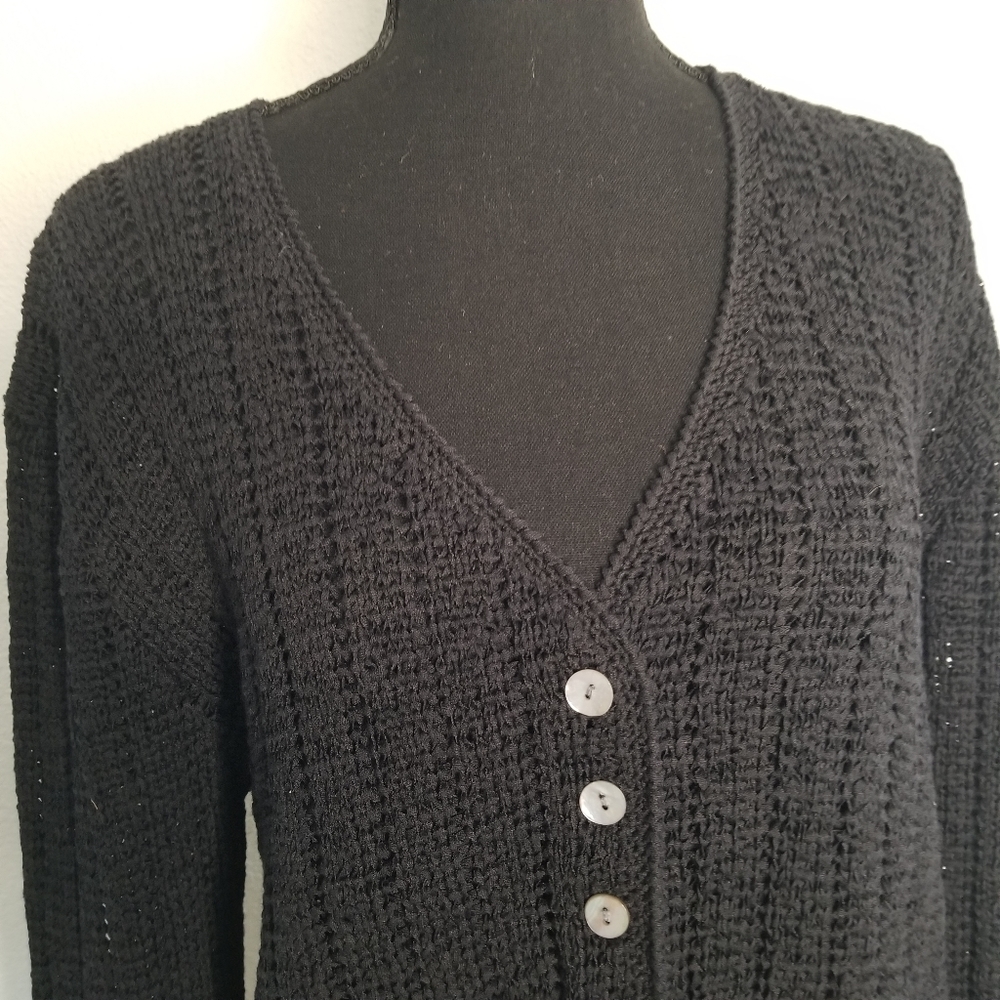 Pendleton Cardigan Black Sweater Cotton Blend She… - image 2